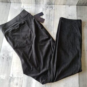 NWT - NYDJ Faux Suede Pull-on Black Pants - Size 22W